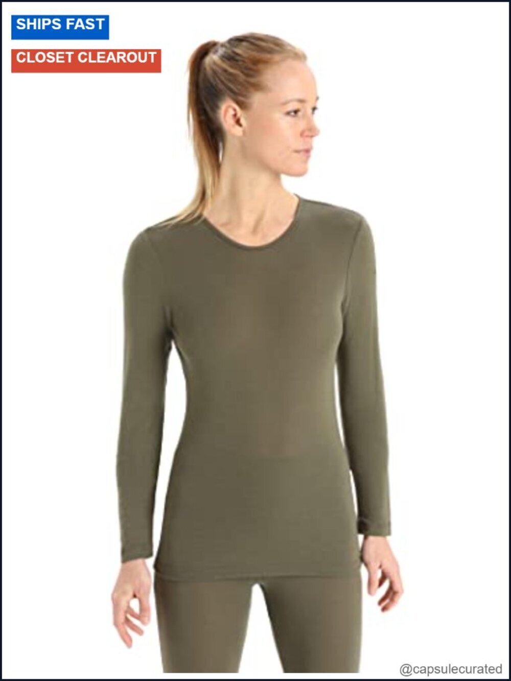 Merino Wool Long Sleeve Crewneck Thermal Base Layer T-Shirt